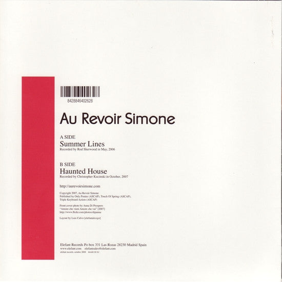 Au Revoir Simone : Summer Lines (7", Red)