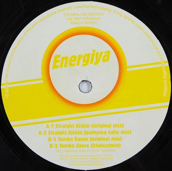 Energiya : Straight Kickin / Tomba Dance (12")