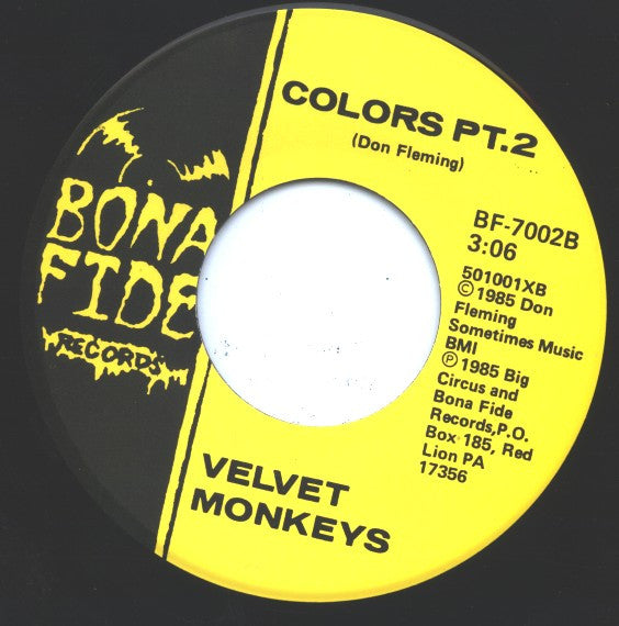 The Velvet Monkeys : Colors (Part I & II) (7")