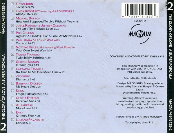 Various : The Glory Of Love 2 (A 1990 Super Popgala) (CD, Comp)