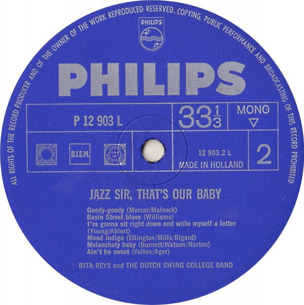 Rita Reys And The Dutch Swing College Band : Jazz Sir, That's Our Baby (LP, Album, Mono)