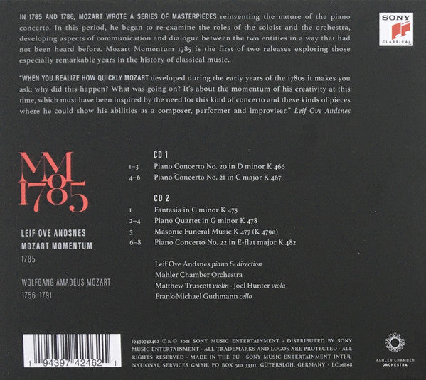 Wolfgang Amadeus Mozart, Leif Ove Andsnes, Mahler Chamber Orchestra : MM 1785 (2xCD, Album)