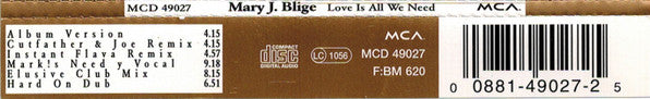 Mary J. Blige : Love Is All We Need (CD, Maxi)