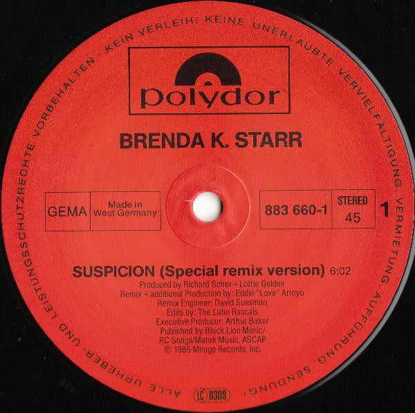 Brenda K. Starr : Suspicion (12", Maxi)