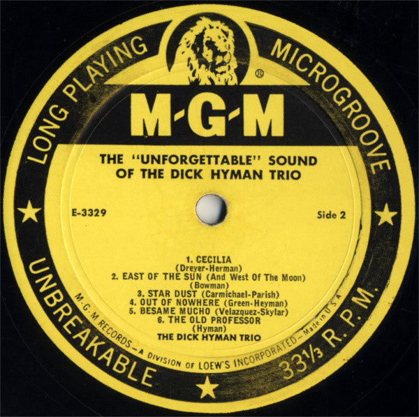 The Dick Hyman Trio : The "Unforgettable" Sound Of The Dick Hyman Trio (LP, Album)