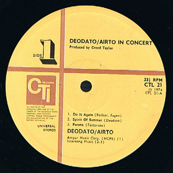 Eumir Deodato / Airto Moreira : In Concert (LP, Album)