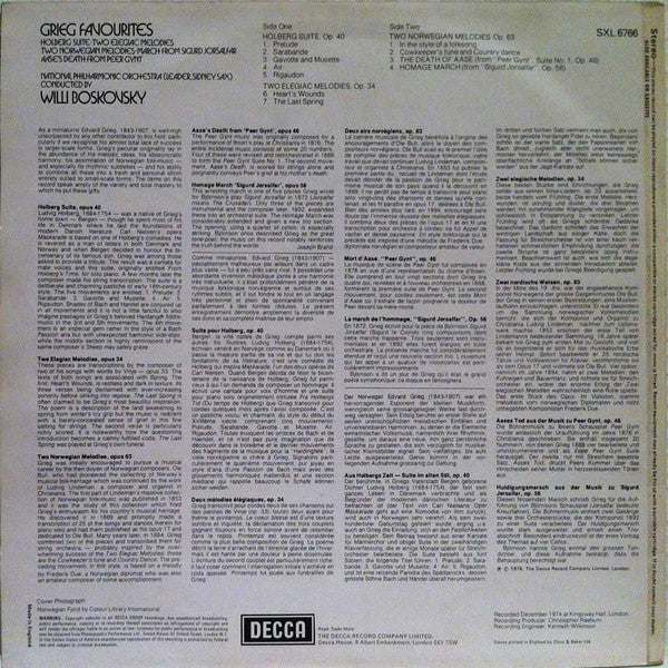 Edvard Grieg, National Philharmonic Orchestra, Willi Boskovsky : Grieg Favourites (LP)
