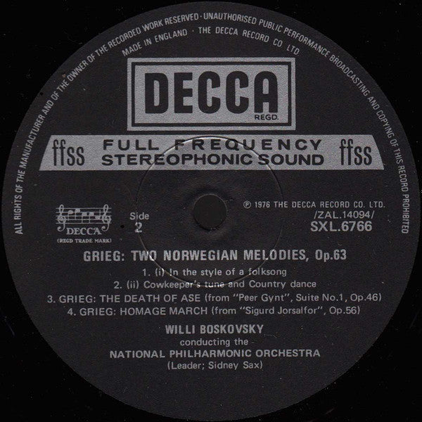 Edvard Grieg, National Philharmonic Orchestra, Willi Boskovsky : Grieg Favourites (LP)
