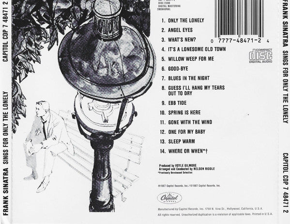 Frank Sinatra : Frank Sinatra Sings For Only The Lonely (CD, Album, RE, RM)