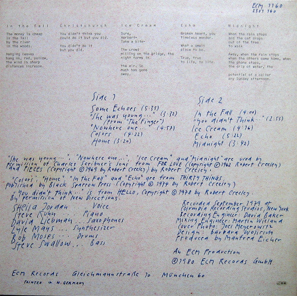 Steve Swallow : Home · Music By Steve Swallow To Poems By Robert Creeley (LP, Album)