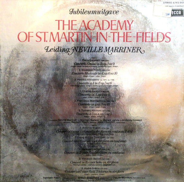 The Academy Of St. Martin-in-the-Fields, Sir Neville Marriner : Jubileumuitgave - 12½ Jaar - Concerti Grossi En Soloconcerten Van Locatelli-Torelli-Albicastro-Avison-Manfredini-Albinoni-Vivaldi-Telemann-Loeillet-Bellini-Grétry (2xLP, Comp)