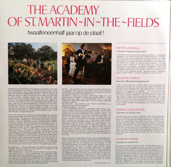The Academy Of St. Martin-in-the-Fields, Sir Neville Marriner : Jubileumuitgave - 12½ Jaar - Concerti Grossi En Soloconcerten Van Locatelli-Torelli-Albicastro-Avison-Manfredini-Albinoni-Vivaldi-Telemann-Loeillet-Bellini-Grétry (2xLP, Comp)