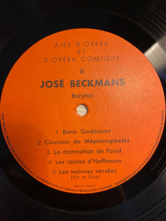 José Beckmans : Airs D'Opéra Et D'Opéra Comique (LP)