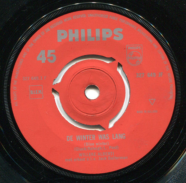 Willeke Alberti : De Winter Was Lang / Auf Wiederseh'n, Mein Liebling (7", Single, Mono, Pur)
