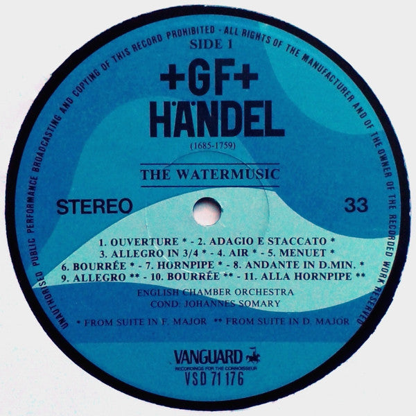 Handel*, Johannes Somary, English Chamber Orchestra : The Water Music / Royal Fireworks Music (LP)
