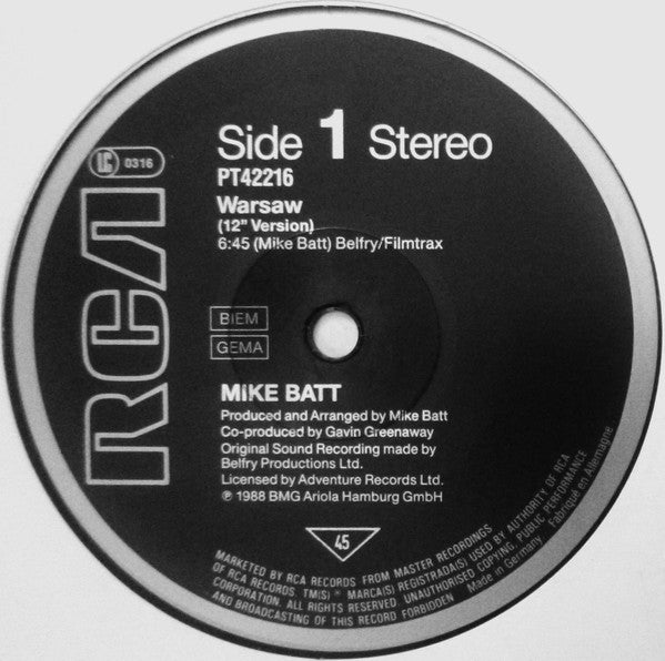 Mike Batt : Warsaw (12", Maxi)