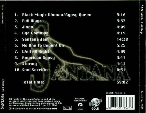 Santana : Evil Ways (CD, Comp)