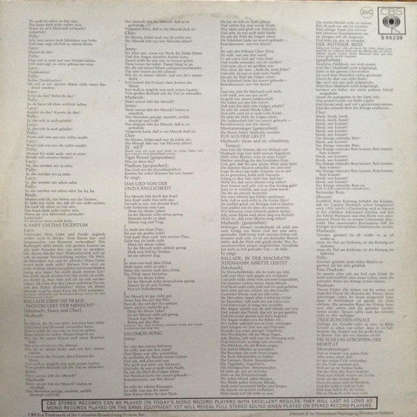Kurt Weill, Bertolt Brecht, Lotte Lenya : Die Dreigroschenoper (2xLP, Album, RE)