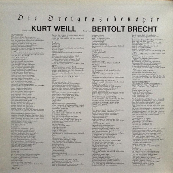 Kurt Weill, Bertolt Brecht, Lotte Lenya : Die Dreigroschenoper (2xLP, Album, RE)