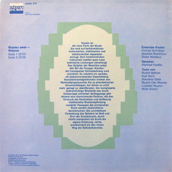 Kluster (3) : Zwei-Osterei (LP, Album, RE)