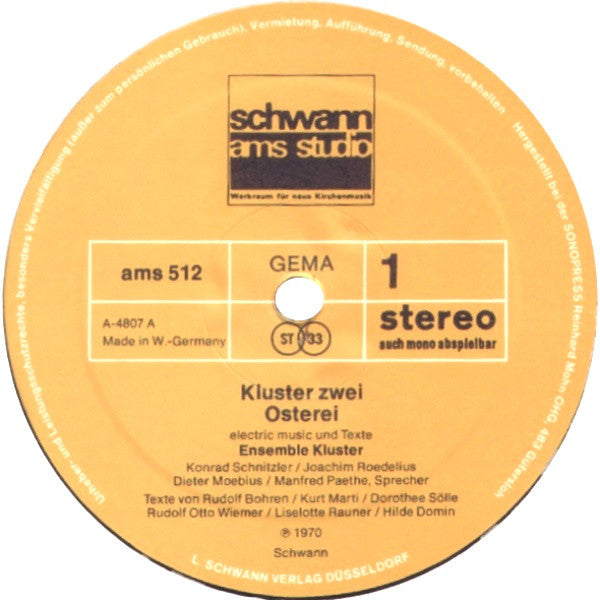 Kluster (3) : Zwei-Osterei (LP, Album, RE)