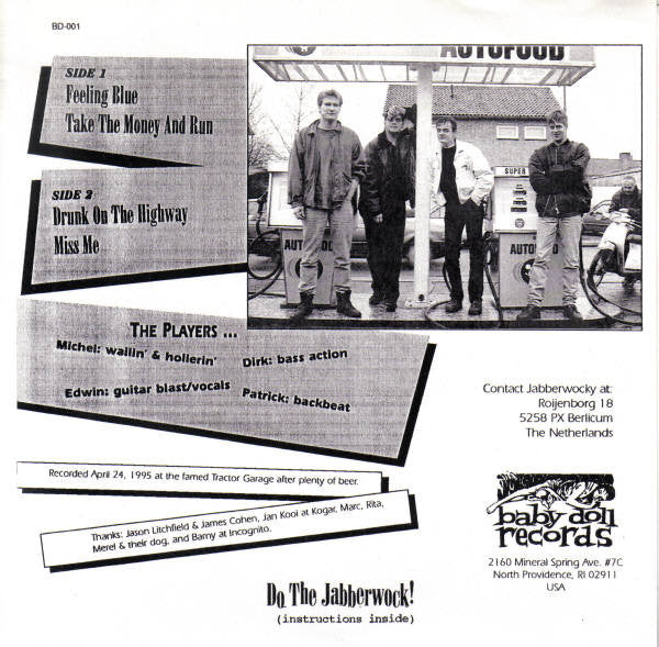Jabberwocky : Drunk On The Highway (7", EP, Whi)