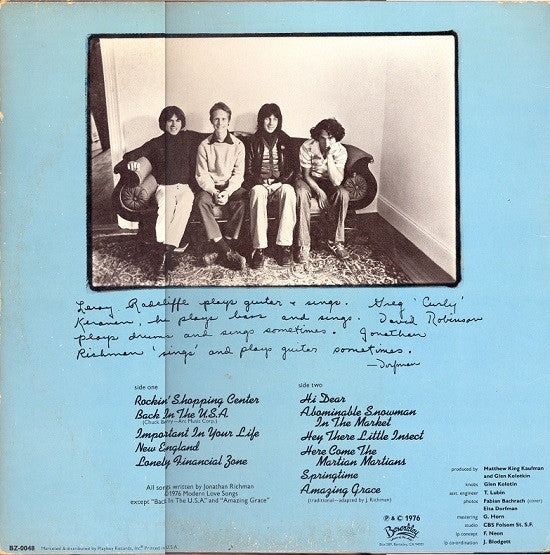 Jonathan Richman & The Modern Lovers : Jonathan Richman & The Modern Lovers (LP, Album)