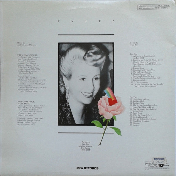 Andrew Lloyd Webber And Tim Rice : Evita (2xLP, Album, Gat)
