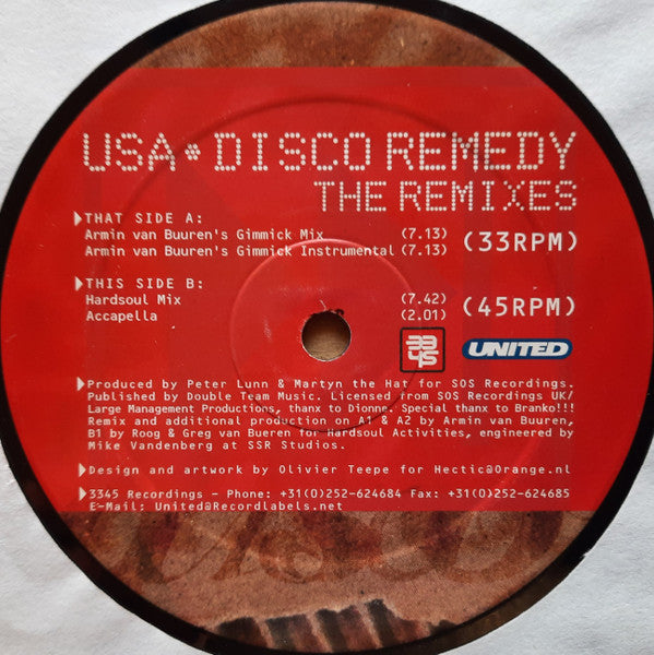 U.S.A. : Disco Remedy (Remixes) (12")