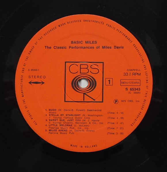 Miles Davis : Basic Miles - The Classic Performances Of Miles Davis (LP, Comp)