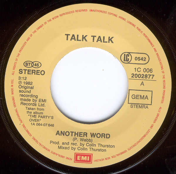 Talk Talk : Another Word (7", Single)