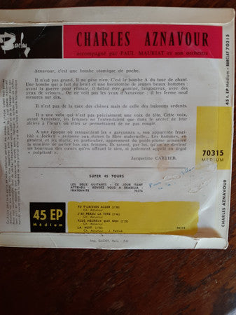 Charles Aznavour : Tu T'Laisses Aller (7", EP)