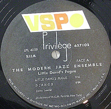 The Modern Jazz Ensemble : Little David's Fugue (LP, Album, RE)