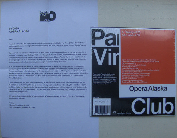 Opera Alaska : Hope / Staying (7", RSD, Single, Club, Num, yel)