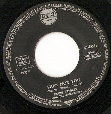 Elvis Presley With The Jordanaires : She's Not You (7", Single)