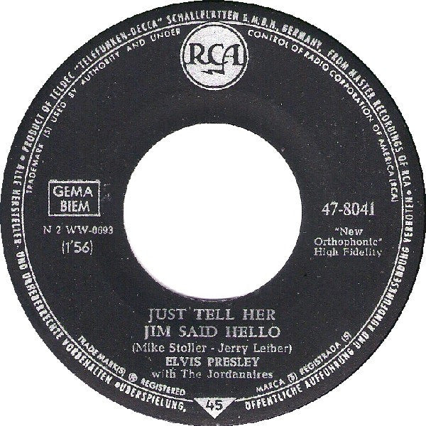 Elvis Presley With The Jordanaires : She's Not You (7", Single)