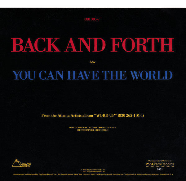 Cameo : Back And Forth (7", Single, 49 )