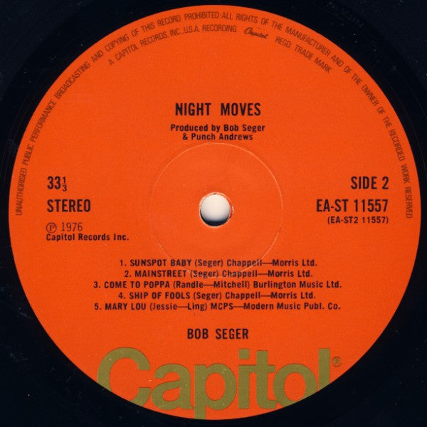 Bob Seger And The Silver Bullet Band : Night Moves (LP, Album)