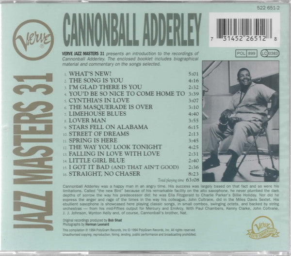 Cannonball Adderley : Verve Jazz Masters 31 (CD, Comp)