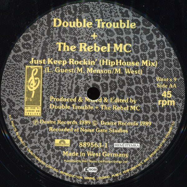 Double Trouble & Rebel MC : Just Keep Rockin' (12")