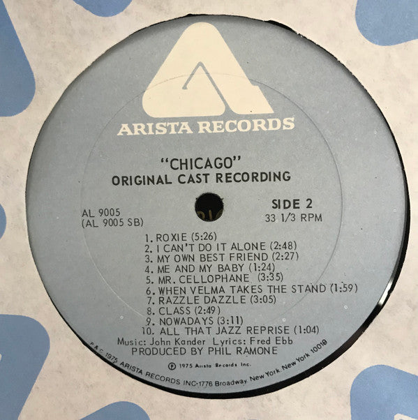 "Chicago" Original Broadway Cast, Gwen Verdon, Chita Rivera, Jerry Orbach : Chicago (A Musical Vaudeville) (LP, Album, PRC)