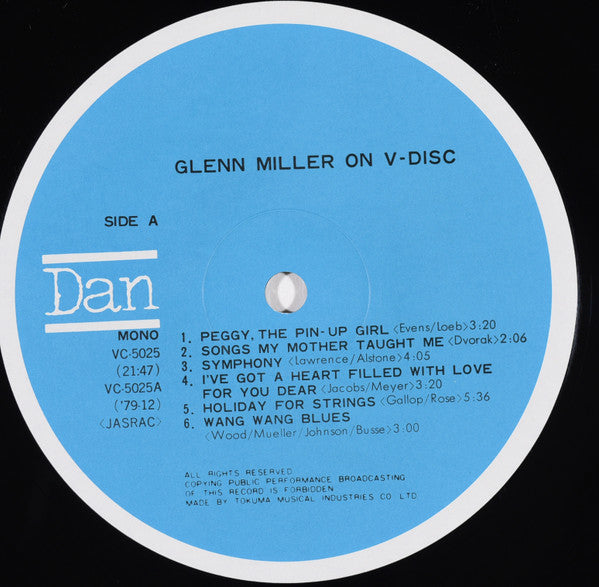 Glenn Miller : Glenn Miller On V-Disc (LP, Comp, Mono)