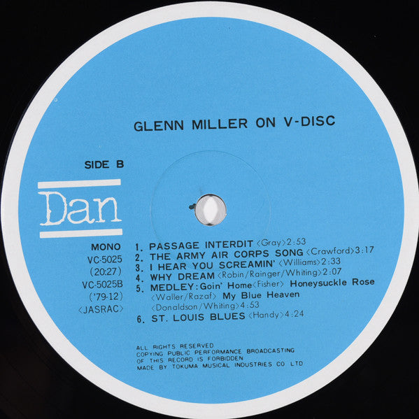 Glenn Miller : Glenn Miller On V-Disc (LP, Comp, Mono)