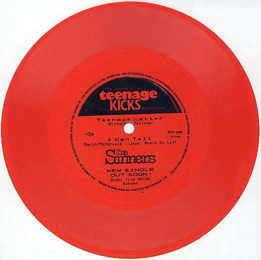 The Sinners (2) : Teenage Letter / I Can Tell (Flexi, 7", S/Sided, Red)