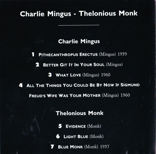 Charles Mingus / Thelonious Monk : Mingus - Monk (CD, Comp)