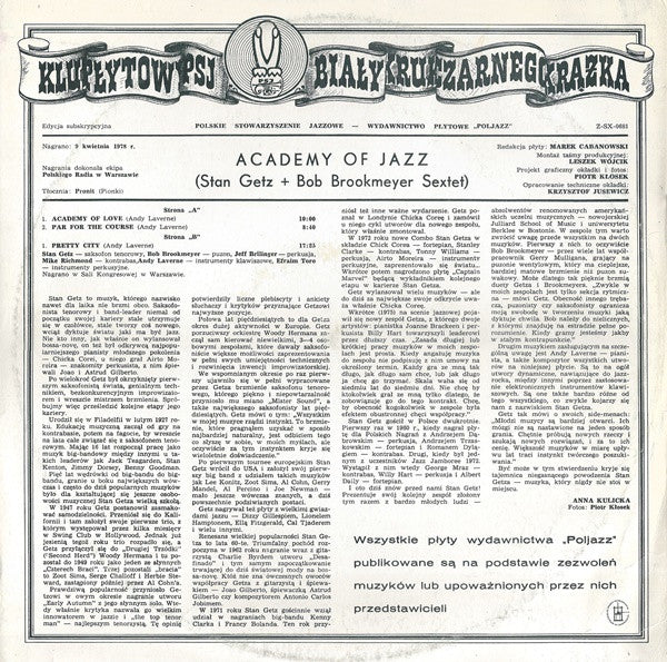 Stan Getz + Bob Brookmeyer Sextet : Academy Of Jazz (Stan Getz + Bob Brookmeyer Sextet) (LP, Album)