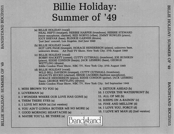 Billie Holiday : Summer Of '49 (CD, Album)