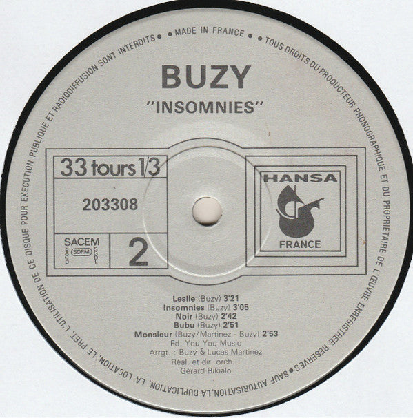 Buzy : Insomnies (LP, Album)