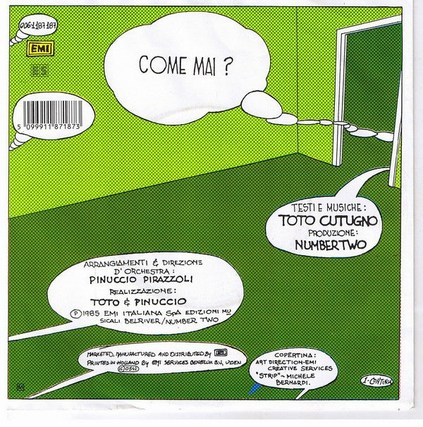 Toto Cutugno : Mi Piacerebbe... (Andare Al Mare... Al Lunedì...) (7", Single)