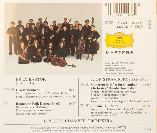 Béla Bartók, Igor Stravinsky - Orpheus Chamber Orchestra : Divertimento • Romanian Folk Dances • Dumbarton Oaks • Pulcinella Suite (CD, Comp, RM)